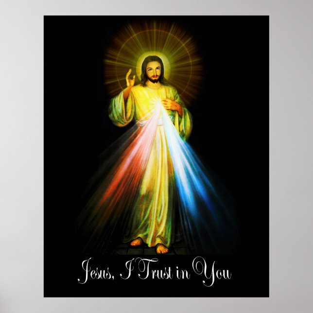 Jesus Divine Compaixão Sr Faustina Poster (Frente)