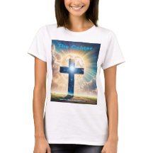 Jesus é a camiseta da cruz central da mulher