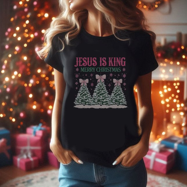 Jesus é a camiseta preta do rei Natal feminino (Criador carregado)
