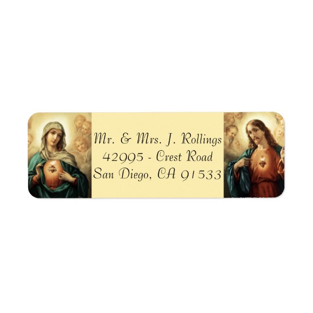 Jesus e abençoada Virgem Maria Devolvem etiquetas  (Frente)