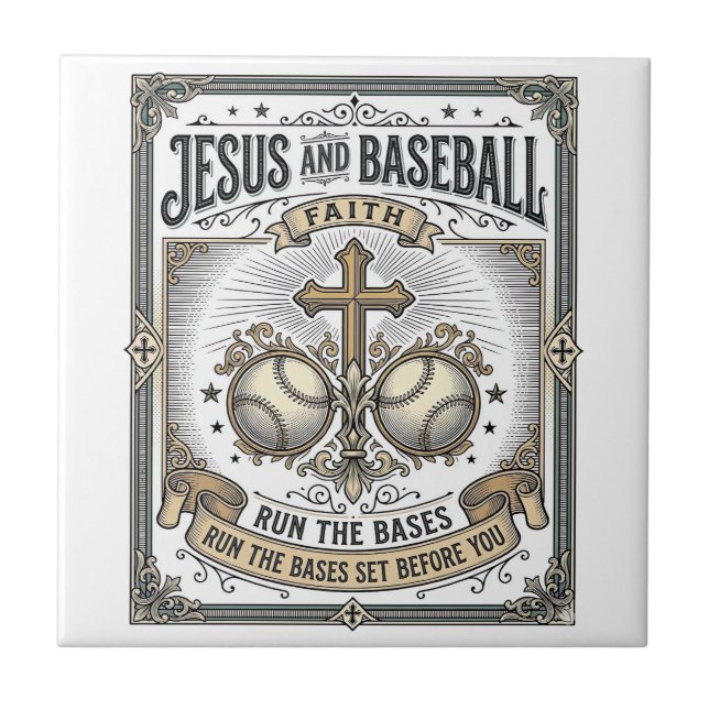 Jesus e Beisebol Cristão Vintage  (Frente)