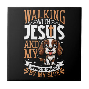 Jesus e cão - Inglês Springer Spaniel