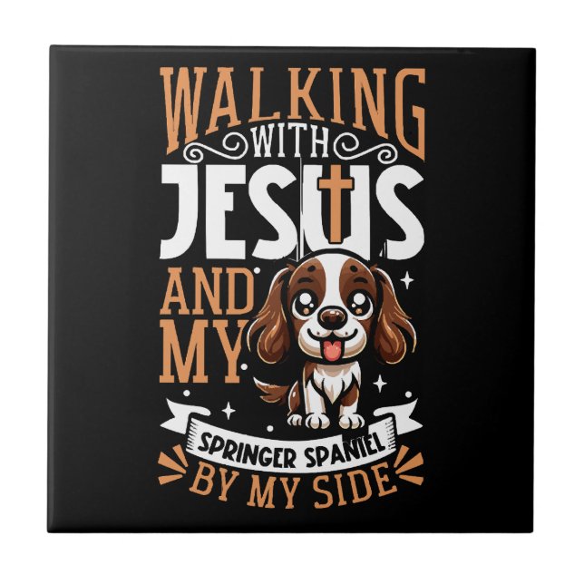Jesus e cão - Inglês Springer Spaniel (Frente)