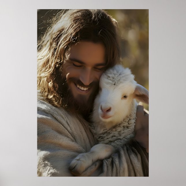 Jesus e Cordeiro Impressão Bom Pastor Parede Crist (Frente)