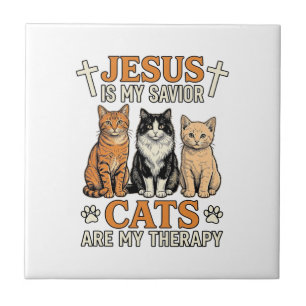 Jesus E Gatos São Minha Terapia Camiseta Vintage D