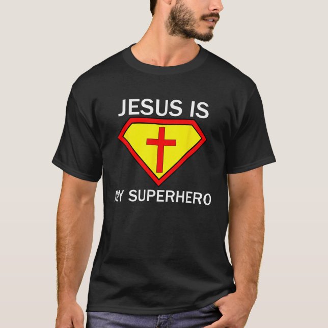 Jesus é meu super-herói Camisa Camisa Deus Religio (Frente)