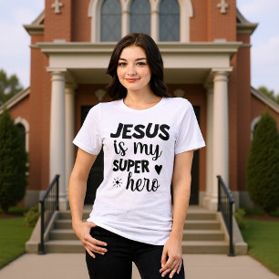 Jesus É Meu Super-Herói Camiseta Fé Moderna