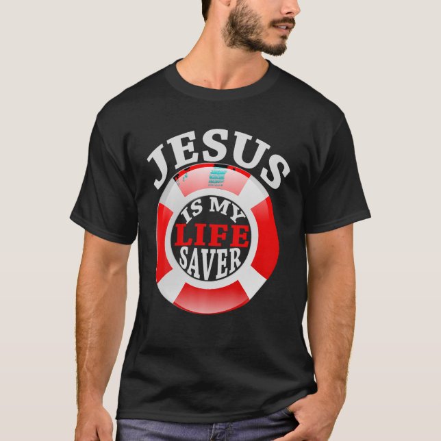 Jesus é minha camisa cristã salva de vida para mul (Frente)