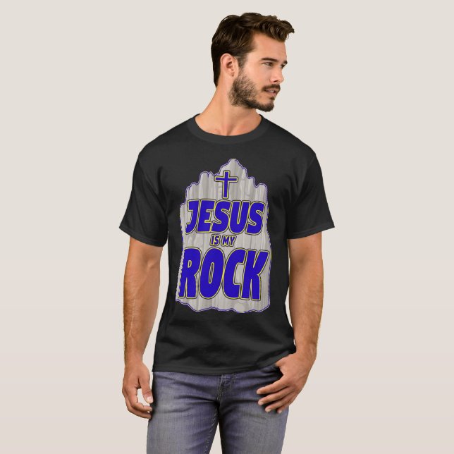 Jesus é minha camisa da rocha para homens cristãos (Frente Completa)