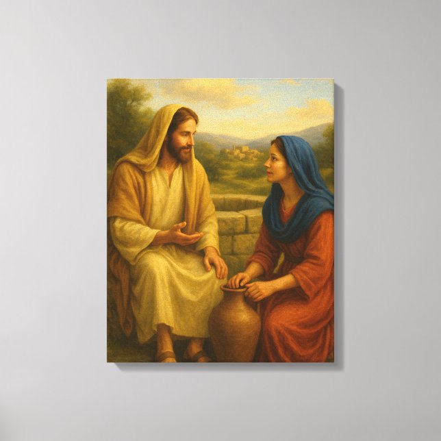 Jesus E Mulher Na Canvas Bem ™ LDS Wall Art (Frente)
