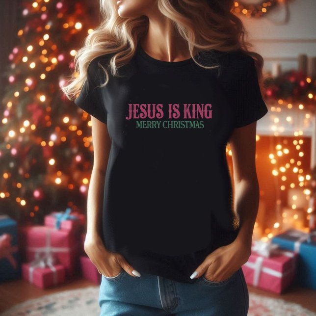 Jesus é o rei rosa e camiseta preta Natal (Criador carregado)