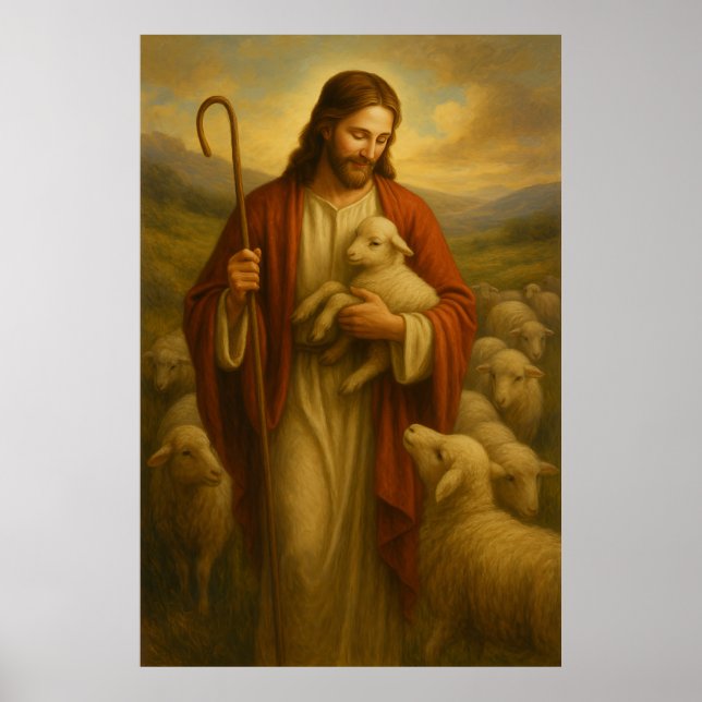Jesus é o Shephard 3™ LDS Wall Art Poster (Frente)