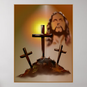 Jesus e Três Cruzes Poster