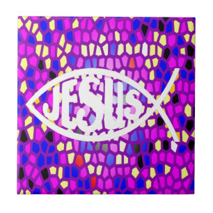 JESUS FISH ICHTHYS DE VIDRO ARMAZENADO