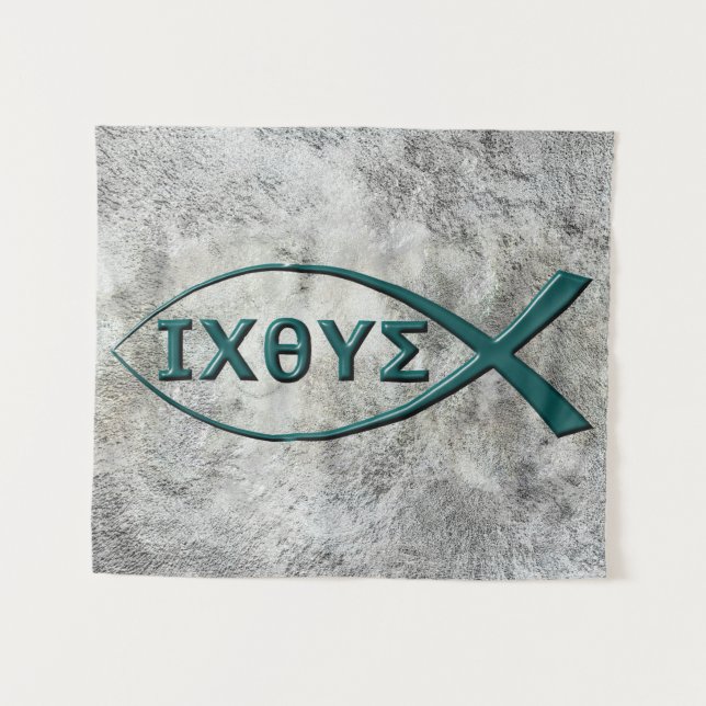 Jesus Fish Symbol Tapeçaria (Frente (Horizontal))