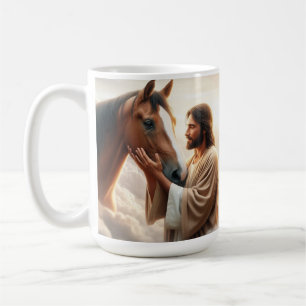 Jesus fortalecendo um cavalo na caneca do céu