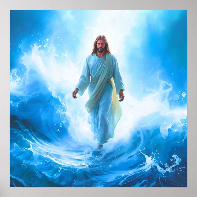 Jesus In The ocean Poster Print (Frente)