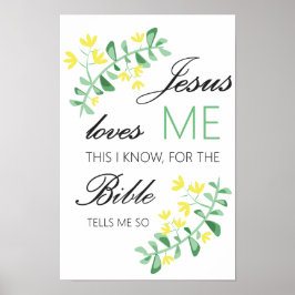 Jesus me ama - poster do quarto de bebê