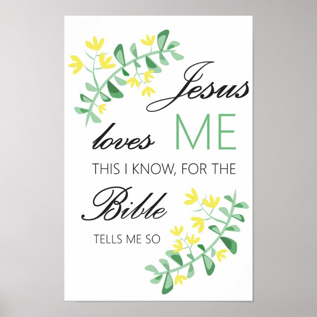 Jesus me ama - poster do quarto de bebê (Frente)