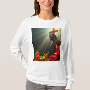 Jesus na Camiseta de Leve Longa das Mulheres do Ja