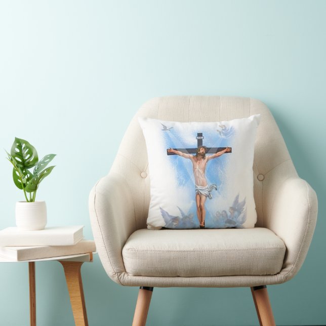 Jesus na cruz com almofada de pássaros (Cadeira)