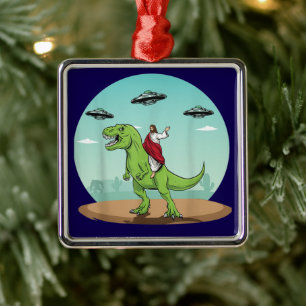 Jesus no Enfeites de natal de OVNI do Dinossaur