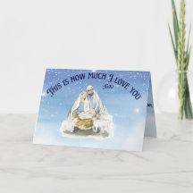 Jesus no presépio cartão de Natal dobrado