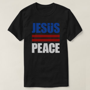 JESUS=PEACE vermelho, camisa branca, azul