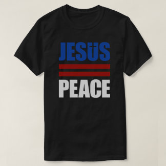 JESUS=PEACE vermelho, camisa branca, azul