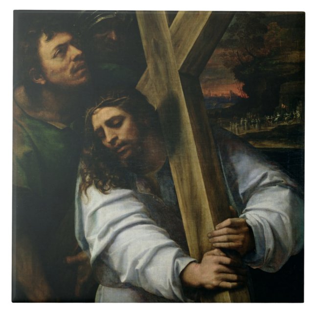 Jesus que leva a cruz, c.1535 (óleo no painel) (Frente)