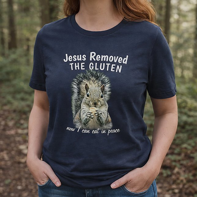 Jesus Removeu o Glúten Design Divertido de Esquilo (Funny! Gluten-Free Christian Squirrel Shirt)