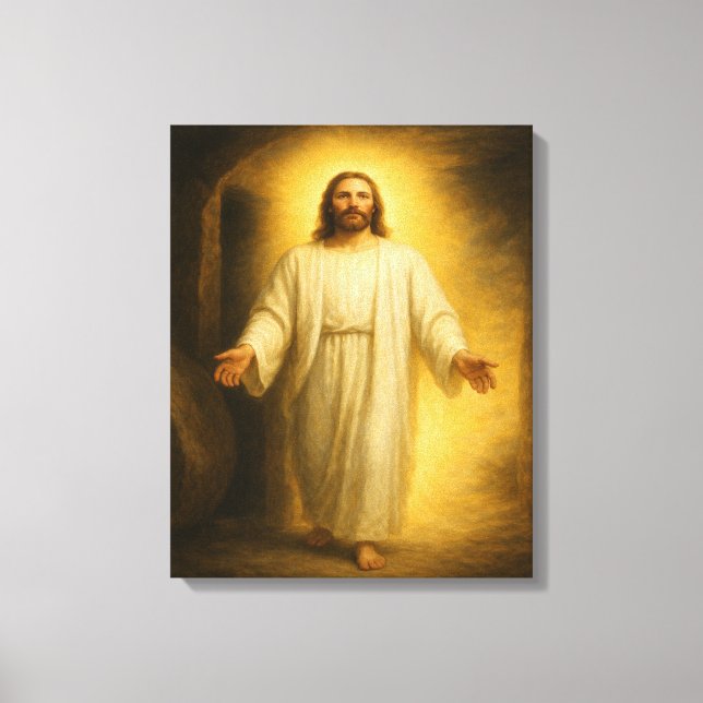 Jesus ressuscitou da Canvas de arte do Tomb™ LDS (Frente)