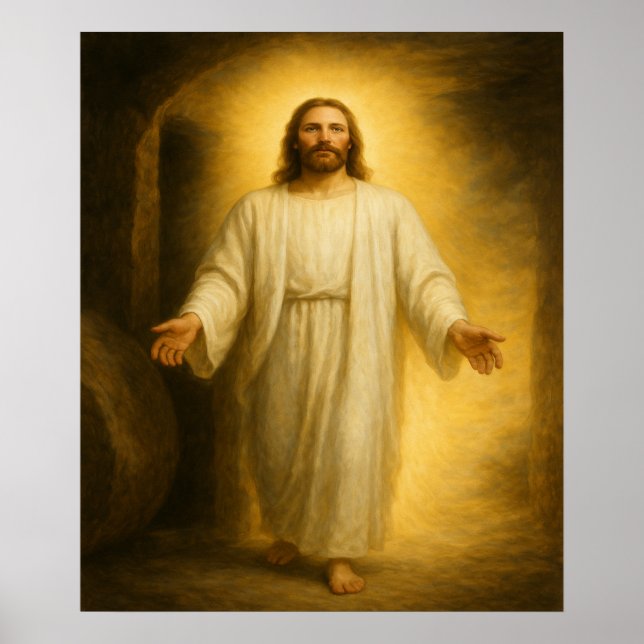 Jesus ressuscitou do Poster de Arte do Tomb™ LDS (Frente)