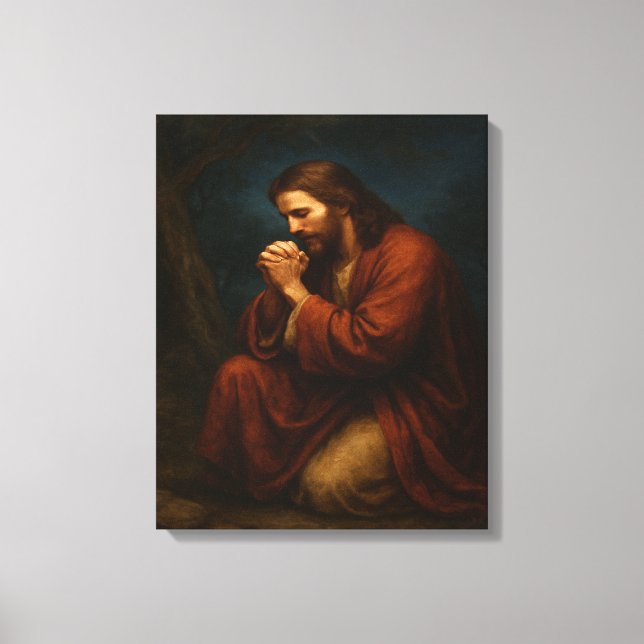 Jesus rezando em Gethsemane™ LDS Canvas Wall Art (Frente)