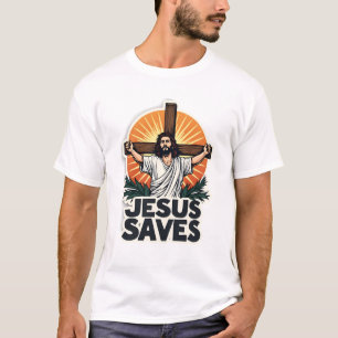 Jesus Salva Camisa de Fé com Gravação Vintage (1)