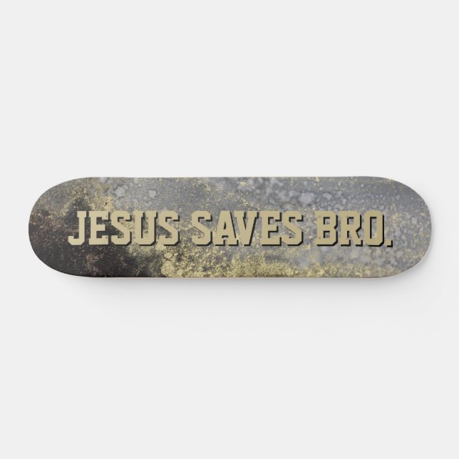 Jesus Salva Irmão. skate de pintura Dourada abstra (Horz)