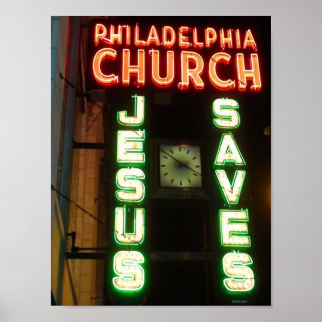 Jesus salva Vintage Neon Sign Poster (Frente)