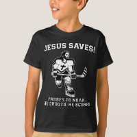 Jesus salvar a camiseta engraçada do hóquei