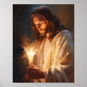 Jesus segurando Poster de Arte de Velas