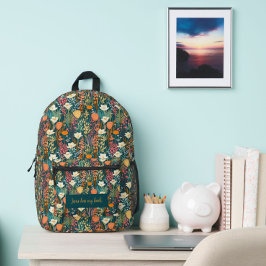 "Jesus tem as minhas costas" Mochila Floral de Imp