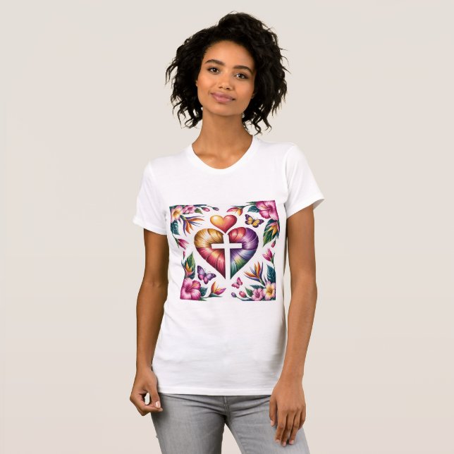 Jesus [Theme] Camiseta Feminina Fé Brasil Presente (Frente Completa)