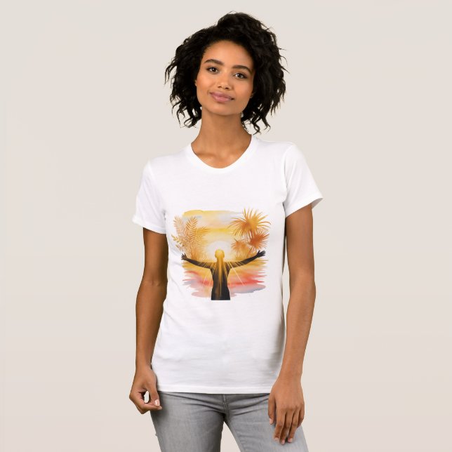 Jesus [Theme] Camiseta Feminina Fé Brasil Presente (Frente Completa)
