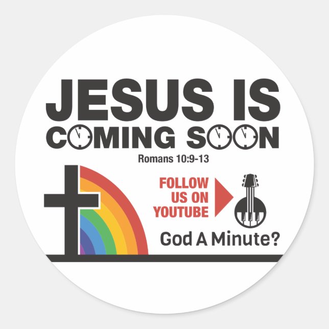 Jesus vem em breve com adesivos redondos 20 por fo (Frente)