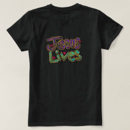 ‘Jesus Vive’ Camiseta Preta Feminina Cota Cristã