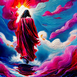 Jesus walks Stretched Canvas Print<br><div class="desc">Some people might interpret Jesus walking on water as a miracle, while others might see it as a symbol of his power and authority. Either way, it's a pretty impressive feat. Walking on water is something that most of us can't do, and it's a good reminder that Jesus is powerful...</div>