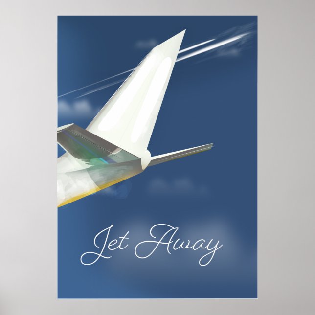 Jet Away poster de viagens. (Frente)