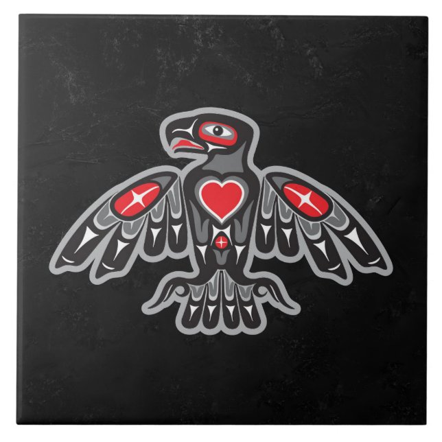 Jet Black Granite Faux Native American Thunderbird (Frente)