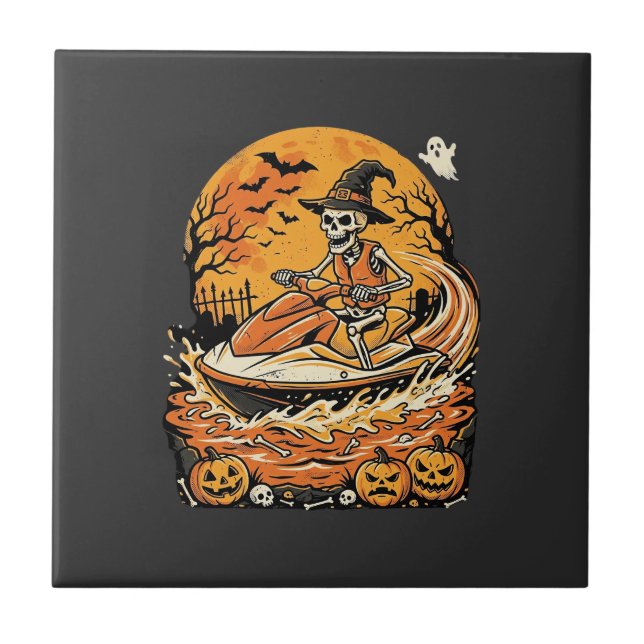 Jet Ski Halloween Esqueleto Bruxa Abóbora Design_1 (Frente)