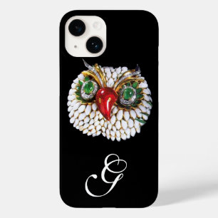 JEWEL OWL MONOGRAM, Dourado, Green Emerald, opale