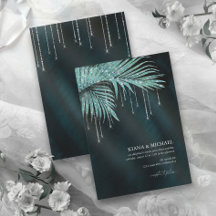 Jewel Palm Leaf Wedding Teal ID830